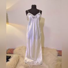 Vintage 90s Nordstrom Silky White Nightgown Set Like New, Never Worn White Bias Cut Slip Dress For Sleep, White Bias Cut Nightgown For Sleep, White Nightgown, Nightgown Sets, Women's Nightgowns, Anime Demon, Nightwear, Night Gown, Women's Intimates