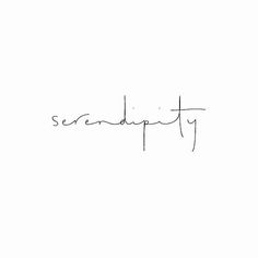 a black and white photo with the word serendity written in cursive writing