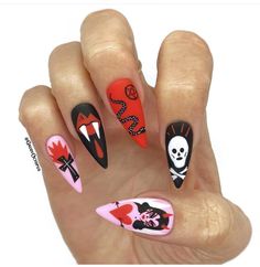 Rockabilly Nails, Wedding Day Nails, Holloween Nails, Mens Nails, Halloween Acrylic Nails, Gothic Nails, Goth Nails, Laugh Out Loud