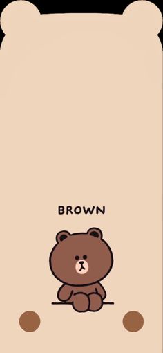 a brown teddy bear sitting on top of a white sheet with the words brown above it