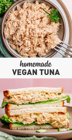 this is an image of homemade vegan tuna sandwich