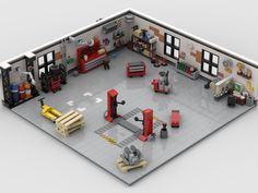 an image of a room that is in the shape of a workbench with lots of tools