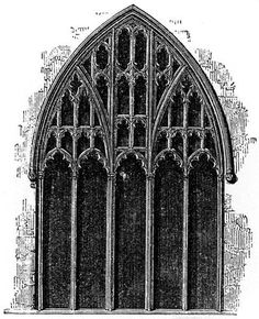 an old black and white drawing of a gothic window