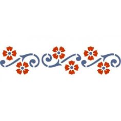 an orange and blue flower design on a white background