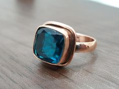 London Blue Topaz Ring, Copper Ring, Gold Filled Ring, Ring Blue, Aquamarine Rings, Blue Quartz, Silver Rings Handmade, Unique Gemstones, Quartz Ring