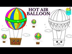 hot air balloons with faces on them and the words hot air balloon written in black ink