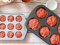 the muffins are ready to be cooked in the pan and placed on the table