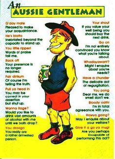 an advertisement for aussie gentleman with a cartoon character holding a drink