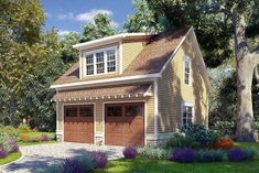 this is an artist's rendering of the garage and living quarters for these two - car garage plans