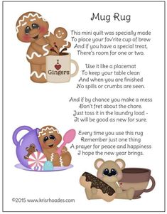 the gingerbreads poem is written in english and has pictures of teddy bears holding mugs