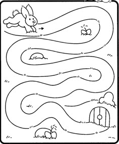 a coloring page with an animal maze