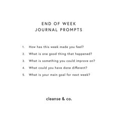 the end of week journal is shown with text