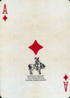 the back side of a playing card with an image of a man on a horse