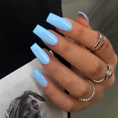 PRICES MAY VARY. ✅【To Match Your Outfits and Makeup】Elegant shades of popular and trendy colors medium long nails glue on will be suitable for all seasons and daily routine life.It is an good option for people who wanted to have an instant long coffin nails press ons.Suitable for girls women fashion styles. ✅【To Get Beautiful Fast】Our acrylic nails press on come ready to wear.Unique pure fit technology makes this long square press on nails quite natural and comfortable.Clutch gel nails press on Ongles Baby Blue, Baby Blue Acrylic Nails, Blue Press On Nails, Blue Coffin Nails, Medium Coffin, Light Blue Nails, Baby Blue Nails