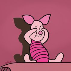 a cartoon pig sitting on top of a table