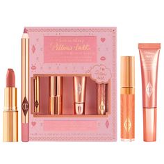 Charlotte Tilbury Pillow Talk Beautifying Lips & Cheek Set, New In Box. -What It Is: A Dreamy, Universally Flattering, Beautifying Pillow Talk Set With Four Products For Your Lips And Cheeks.- -This Set Of Celeb Favorites Perfects Your Pout From The Desk To The Disco. Mix And Match The Formulas To Create Your Ultimate Pillow Talk Lip, Then Finish With Charlotte's Multiuse, Illuminating Gel For A Soft-Focus Glow In Seconds Charlotte Tilbury Makeup Set, Charlotte Tilbury Lip Set, Charlotte Tilbury Gift Set, Christmas Wishlist 2022, Pink Matte Lipstick, Makeup Gift Set, Charlotte Tilbury Pillow Talk, Beauty Gift Guide, Charlotte Tilbury Makeup