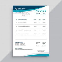 a blue and white invoice is shown on a gray background with the words invo