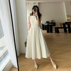 Vestidos Color Pastel, Business Dress, Sleeveless Long Dress, Long Midi Dress, Vestidos Vintage, Dress Zipper, Mid Length Dresses, Midi Dress Sleeveless