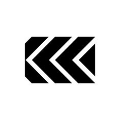 an arrow symbol is shown in black and white