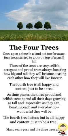 the four trees poem is shown in this image