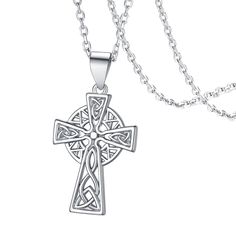 PRICES MAY VARY. Celtic Cross Knot Necklace--Celtic knot is the symbol of good luck, the best wish to the owner, the best gifts for everyone. It involves many intertwining loops that have no beginning or end, and is in the form of a ring that is the symbol of eternal love. The fashion celtic pendant necklace can highlight your appearance, grasp everyone's eyes in the crowd. Pendant Dimension: 1.02"* 0.55"(26mm*14mm); Chain Length: 18inches+2inches extension/Resizable which make sure it will fit Nickel Free Spiritual Pendant Cross Necklace, Symbolic Sterling Silver Cross Pendant, Sterling Silver Spiritual Cross Pendant Necklace, Nickel-free Sterling Silver Cross Pendant Necklace, Nickel-free Sterling Silver Cross Pendant Jewelry, Celtic Knot Necklace, Amulet Charm, Celtic Knot Pendant, Celtic Pendant