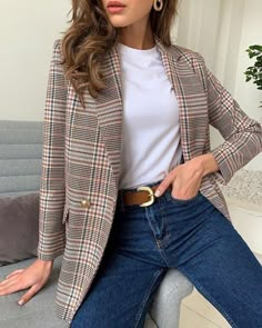 Mode Casual, Meryl Streep, Casual Work Outfits, Mode Inspo, Plaid Blazer, Work Outfits Women, Business Casual Outfits, Looks Style