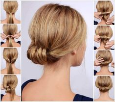 Low Rolled Updo, Diy Updo, Updo Hairstyles Tutorials, Hairstyles Blonde, Long Hair Tutorial, Long Hair Updo, Peinados Fáciles Para Cabello Corto, Penteado Cabelo Curto