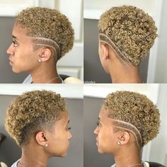 Short Black Natural Hairstyles, Natural Hair Haircuts, Blonde Natural Hair, Short Natural Haircuts, Short Natural Curly Hair, Short Hair Designs, Hair Color Options, Tapered Hair, Shaved Hair Designs