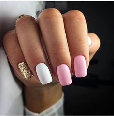 Gold Gel Nails, Birthday Nail Designs, Unghie Sfumate, Pink Manicure, Her Nails, Summer Acrylic Nails, Nails Polish, Dipped Nails, Birthday Nails