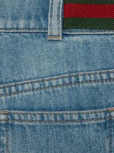 Organic Denim from GucciComposition: 100% Cotton Gucci Casual Cotton Jeans, Blue Gucci Denim Bottoms, Gucci Straight Leg Bottoms With Five Pockets, Gucci Blue Straight Leg Jeans, Gucci Casual Blue Jeans, Casual Blue Gucci Jeans, Gucci Straight Leg Jeans With Five Pockets, Classic Gucci Denim Jeans, Gucci Casual Bottoms With Pockets