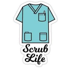 the scrub life sticker is shown in black and blue, with an image of a scrub