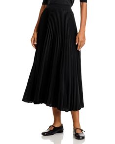 Co Pleated Midi Skirt Black Evening Bottoms With Pleated Hem, Black Pleated Hem Skirt For Formal Occasions, Maxi Pleated Skirt, Chic Midi-length Box Pleated Skirt, Black Pleated Full-length Skirt, Chic Midi-length Pleated Skirt With Elastic Waistband, Relaxed Midi-length Pleated Skirt With Elastic Waistband, Luxury Black Midi-length Pleated Skirt, Pleated Maxi Skirt