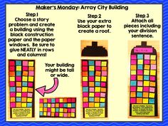 a poster with instructions on how to build a modular city building and other activities for kids