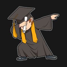 a cartoon character with a graduation cap and gown