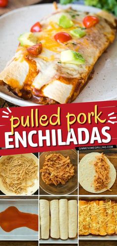 Pulled Pork Enchiladas, easy dinner recipe, comfort food recipe Pulled Pork Burritos, Leftover Pork Roast, Pulled Pork Leftover Recipes, Pulled Pork Enchiladas, Leftover Pulled Pork, Soft Tortillas, Pork Enchiladas, Pork Casserole, Pulled Pork Leftovers