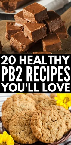 two pictures with the words 20 healthy pb2 recipes you'll love