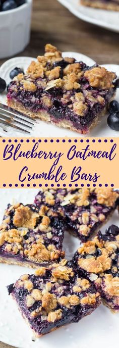 blueberry oatmeal crumble bars on a plate