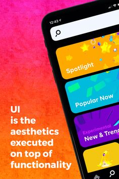 a cell phone with the text ui is the aesthetics executed on top of functionality