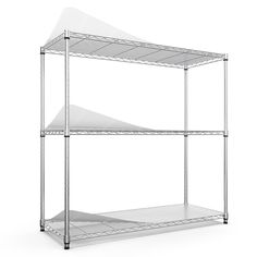 an empty metal shelf with two shelves on each side and one shelf below the shelf