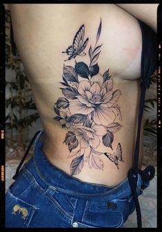 Rib Tattoo Inspiration Women’s Rib Tattoo Ideas, Cover Up Tattoos For Women Ribs, Big Side Tattoos Women Ribs, Floral Side Tattoos Women Ribs, Side Rib Cover Up Tattoos Women, Floral Tattoo Design Ribs, Side Piece Tattoos For Women Ribs, Side Tattoos Women Cover Up, Flower Side Tattoos Women Ribs