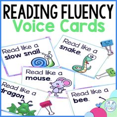 reading flueny voice cards with pictures and words