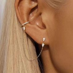 Upgrade your accessory collection with these Tassel Cuff Chain Earrings. Featuring a chic ear cuff design combined with a delicate zirconia-studded tassel chain, these earrings add a touch of elegance and modern style to any outfit. The AAAAA zirconia stones offer brilliant sparkle, while the secure chain design connects a stud and cuff for an edgy yet refined look. Perfect for those who love unique, statement pieces, these earrings are ideal for both casual and formal occasions. Crafted from hi Earring Cuff Chain, Cuff Design, M F, Chain Design, Halloween Earrings, Earring Sale, Butterfly Flowers, Single Earring, Chain Earrings