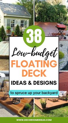 low-budget floating deck ideas and designs Floating Deck Ideas, Diy Floating Deck, Small Backyard Decks, Building A Floating Deck, Backyard Upgrades, Building A Patio, Backyard Design Ideas Budget, Diy Backyard Patio