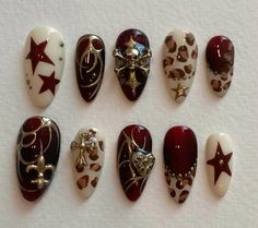 Star Nail, Band Nails, Maroon Nails, Retro Nails, Asian Nails, Punk Nails, Goth Nails, Simple Gel Nails