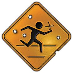 a yellow and black sign with a man running on it's side, indicating that he is crossing the street