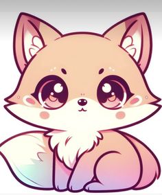 a cute little fox with big eyes sitting down