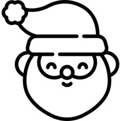 a black and white line drawing of a santa claus face with a hat on it's head