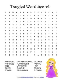 Tangled Printables Free, Tangled Activities, Disney Word Search Printables, Princess Word, Disney Word Search, Word Search Free Printable, Word Puzzles For Kids, Disney Activities, Disney Word