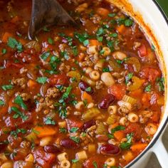 a large pot filled with soup on top of a table