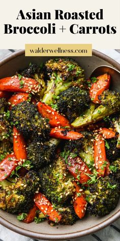 These simple, oven-roasted broccoli and carrots are lightly caramelized and seasoned with Asian-inspired flavours like soy sauce, ginger, honey, and toasted sesame oil. Nutritious, so easy to make, and a wonderful veggie side dish to complement any meal! Chinese Side Dishes, Roasted Broccoli And Carrots, Broccoli And Carrots, Easy Veggie Side Dish, Veggie Side Dish, Carrots Side Dish, Broccoli Side Dish, Asian Side Dishes, Toasted Sesame Oil